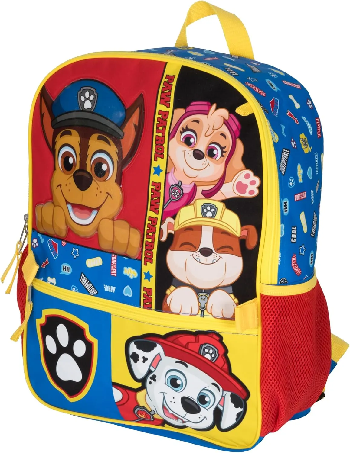 AI ACCESSORY INNOVATIONS Paw Patrol Peeking Pups 4 Piece Backpack Set for Boys & Girls, Featuring Chase, Marshall, Rubble, & Skye, Kids School Bag, Blue