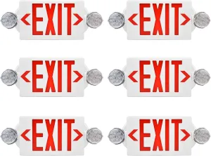 AKT LIGHTING Emergency Exit Light, Adjustable Two LED Head Exit Sign Light, Commercial Emergency Exit Lighting Combo with Back-up Battery for Business UL Certificated(Red, 6 Pack)