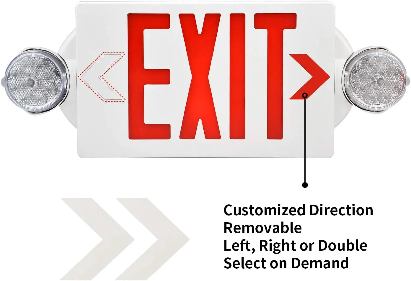 AKT LIGHTING Emergency Exit Light, Adjustable Two LED Head Exit Sign Light, Commercial Emergency Exit Lighting Combo with Back-up Battery for Business UL Certificated(Red, 6 Pack)