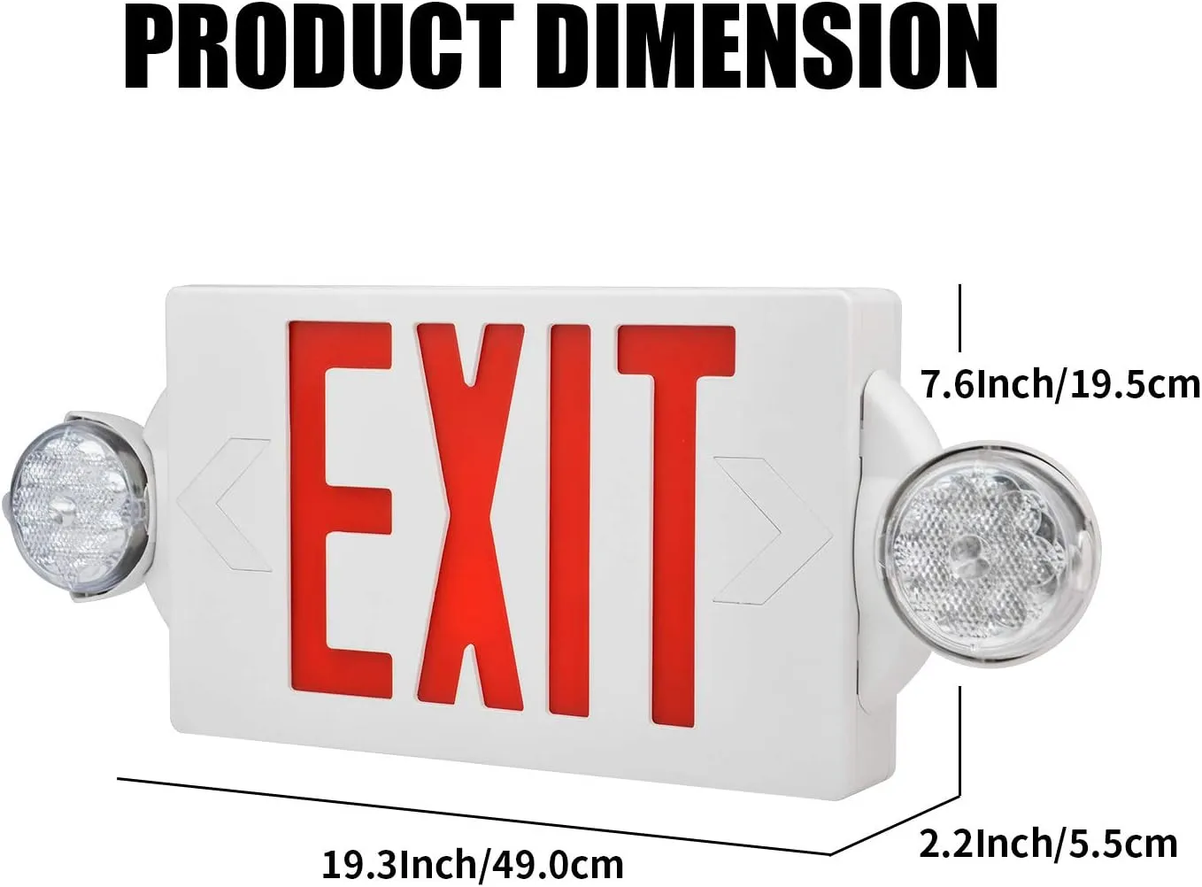 AKT LIGHTING Emergency Exit Light, Adjustable Two LED Head Exit Sign Light, Commercial Emergency Exit Lighting Combo with Back-up Battery for Business UL Certificated(Red, 6 Pack)