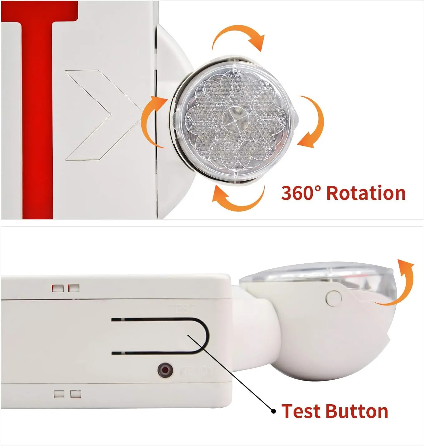 AKT LIGHTING Emergency Exit Light, Adjustable Two LED Head Exit Sign Light, Commercial Emergency Exit Lighting Combo with Back-up Battery for Business UL Certificated(Red, 6 Pack)