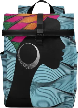 ALAZA African American Afro Woman Large Laptop Backpack Purse for Women Men Waterproof Anti Theft Roll Top Backpack, 13-17.3 inch