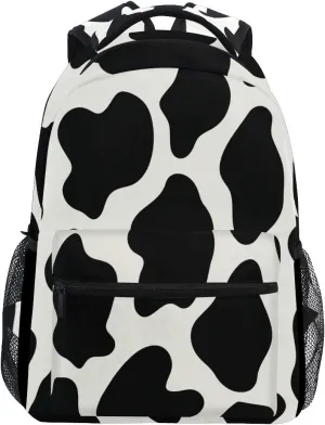 ALAZA Black White Cow Print Backpack Daypack School Bag Travel Shoulder Bag for Students Boys Girls
