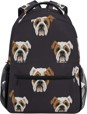 ALAZA Breed Bulldog Dog Animal Backpack Daypack School Bag Travel Shoulder Bag for Students Boys Girls
