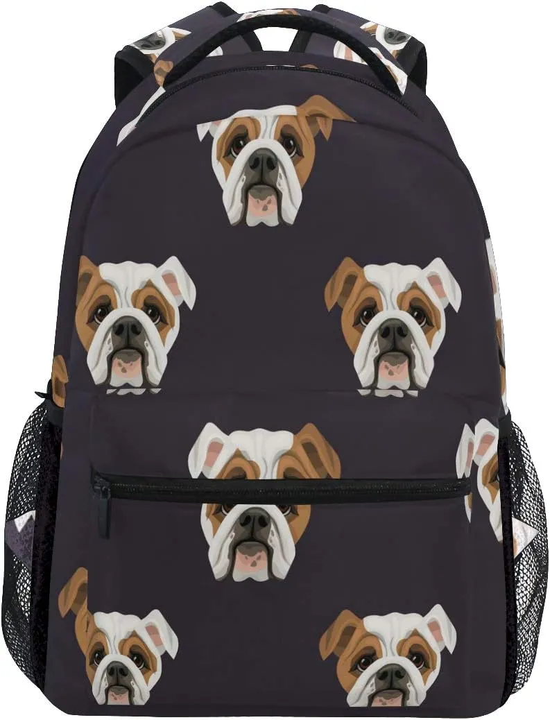 ALAZA Breed Bulldog Dog Animal Backpack Daypack School Bag Travel Shoulder Bag for Students Boys Girls