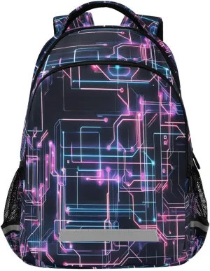 ALAZA Powder Blue Purple Circuit Board Backpacks Travel Laptop Daypack School Book Bag for Men Women Teens Kids