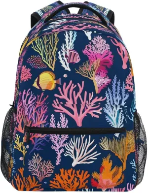 ALAZA Tropical Fish Coral Reef Backpack Daypack School Bag Travel Shoulder Bag for Students Boys Girls