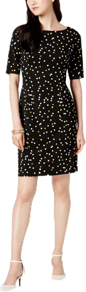 Alfani Petite Ponte Knit Printed Dress Color Pop Dot 0P