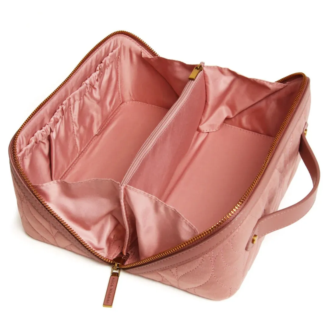 Alice Wheeler Pink Velvet Train Case