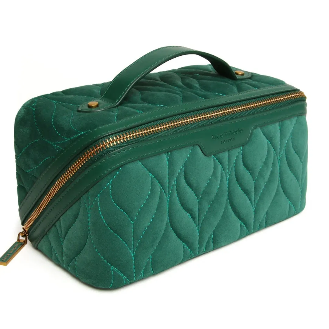 Alice Wheeler Teal Velvet Train Case