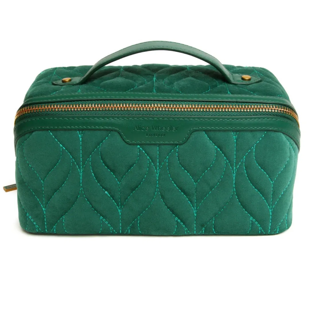 Alice Wheeler Teal Velvet Train Case