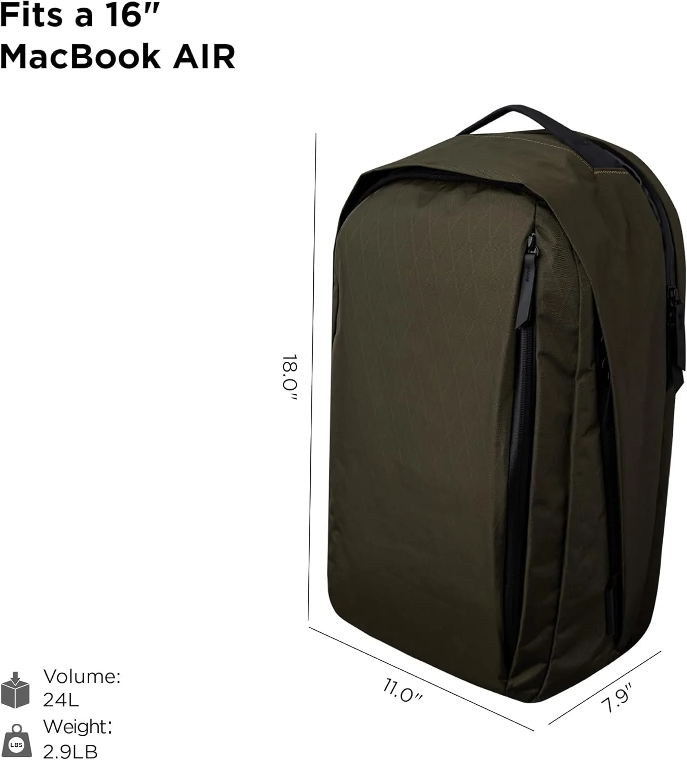 ALPAKA Metro Backpack Pro for Men - Fits 15.6" Laptop Business Travel Backpack with YKK Zippers, MOD Key Leash & Luggage Pass-through, Durable Padded and Weatherproof Work Bag, VX42(Olive Green)