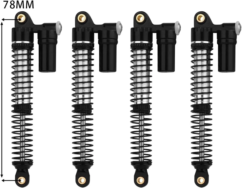 Aluminium 53mm/59mm/66mm/78mm Shocks- Long Threaded Shock Absorber Oil Damper for TRX4M TRX-4M 1/18 RC Crawler Upgrades (black, 78mm)