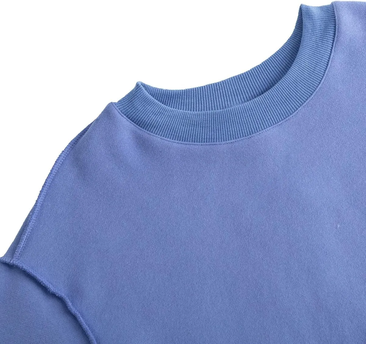 Amazhiyu Women Cropped Sweatshirt Long Sleeves Pullover Fleece Crop Tops