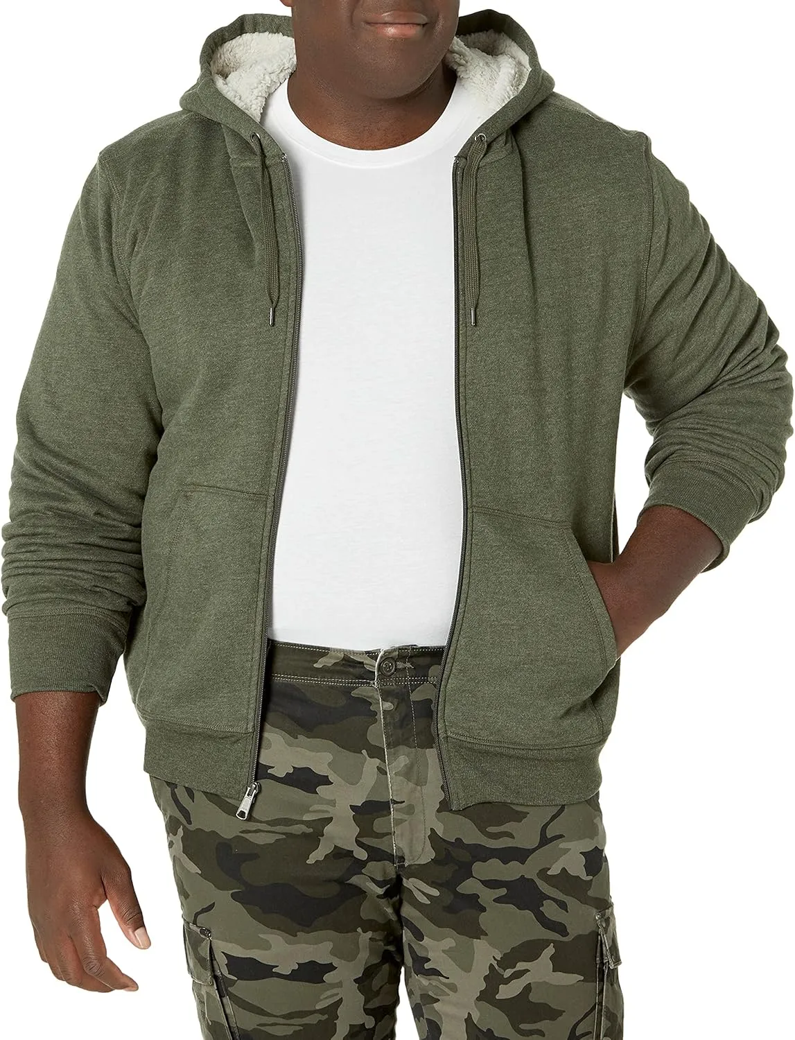 Amazon Essentials Hoodie For Men, Sherpa-Lined Full-Zip Fleece Sweatshirt