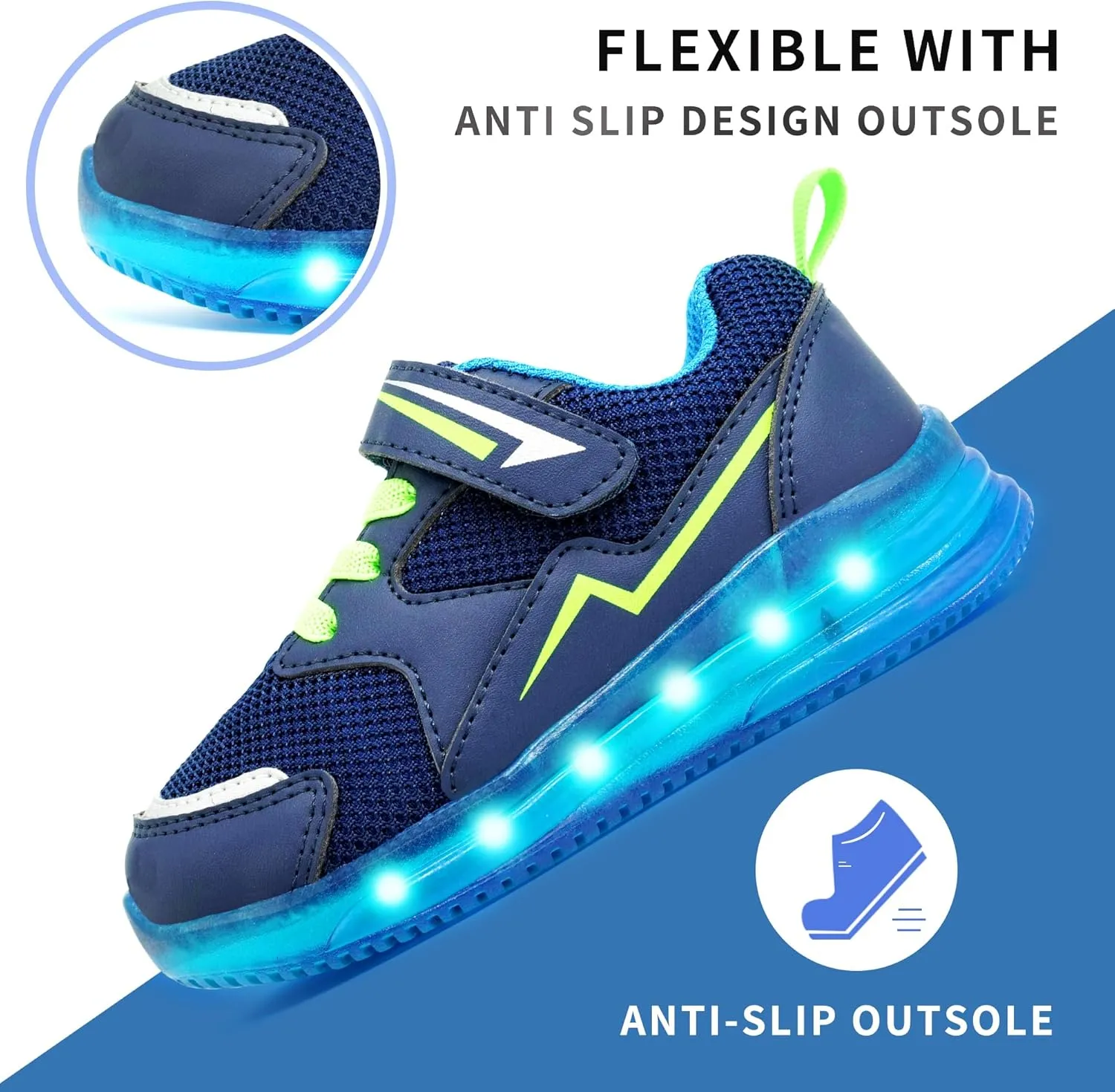 AMZZPIK Light Up Shoes for Boys Girls Toddler LED Flashing Sneakers Breathable Sport Walking Shoes for Kids
