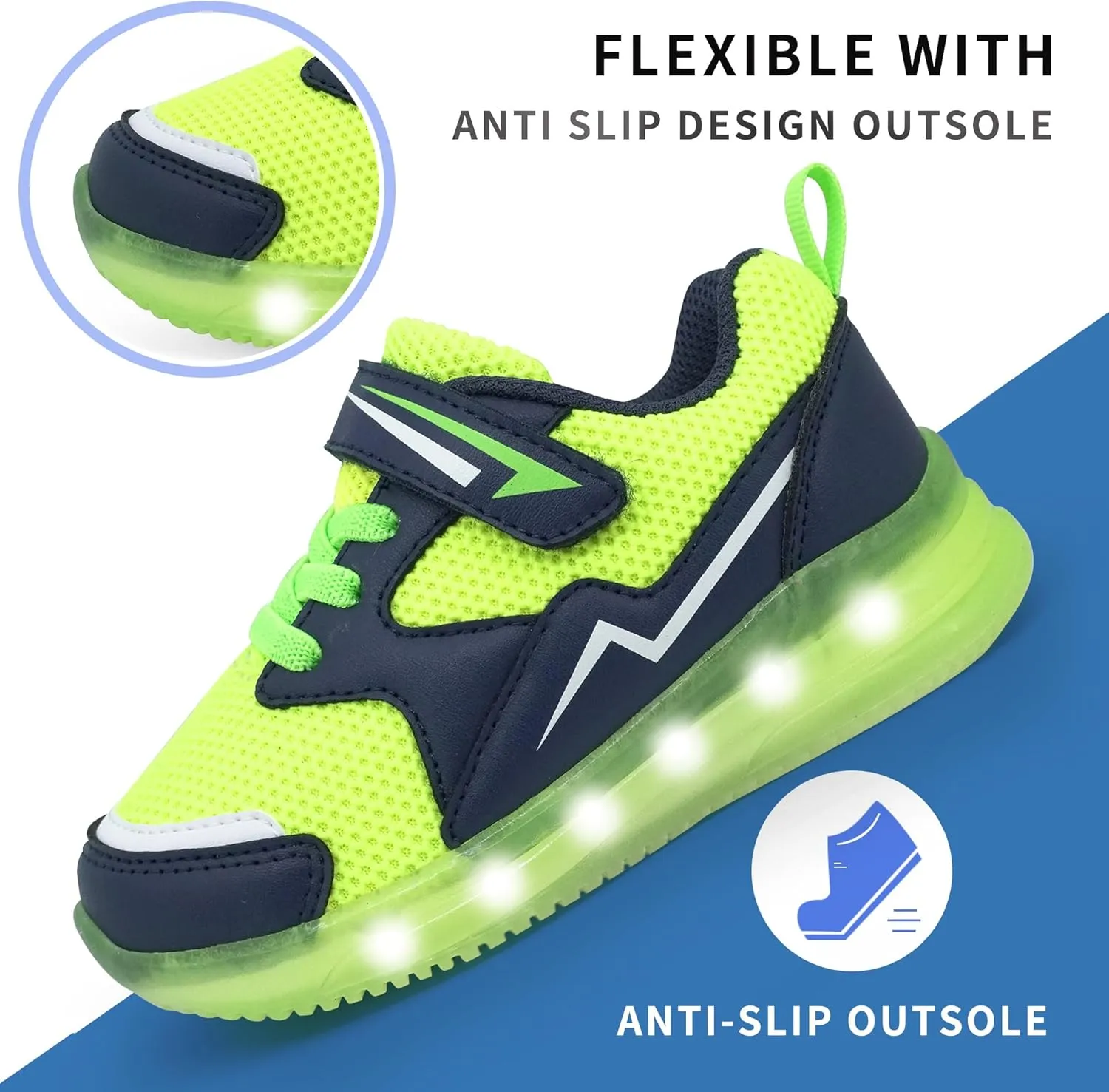 AMZZPIK Light Up Shoes for Boys Girls Toddler LED Flashing Sneakers Breathable Sport Walking Shoes for Kids