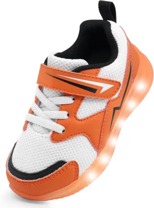 AMZZPIK Light Up Shoes for Boys Girls Toddler LED Flashing Sneakers Breathable Sport Walking Shoes for Kids