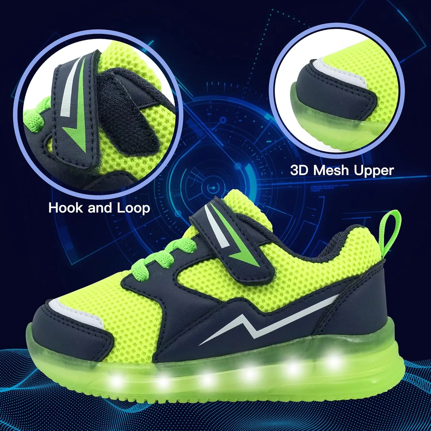 AMZZPIK Light Up Shoes for Boys Girls Toddler LED Flashing Sneakers Breathable Sport Walking Shoes for Kids