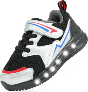 AMZZPIK Light Up Shoes for Boys Girls Toddler LED Flashing Sneakers Breathable Sport Walking Shoes for Kids