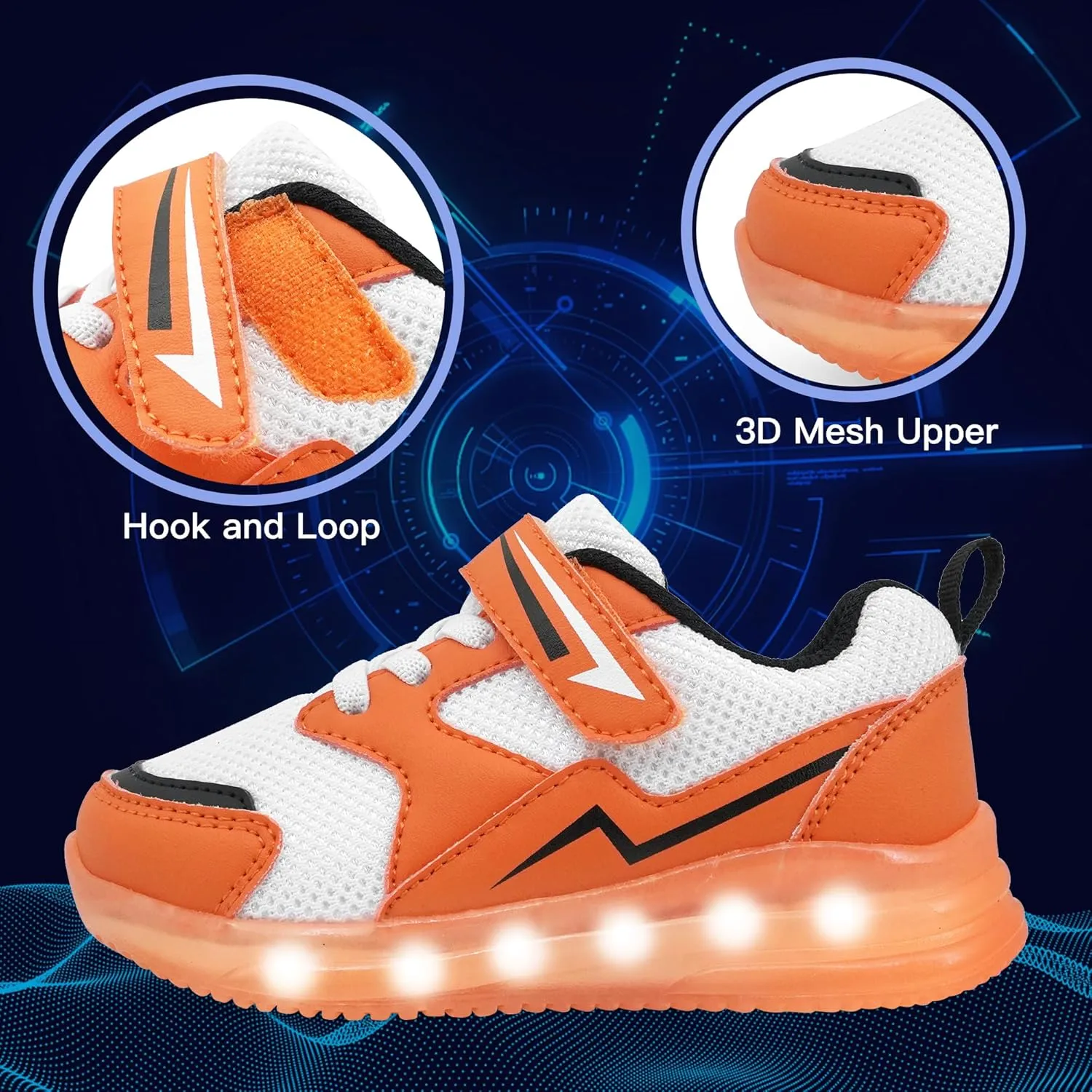 AMZZPIK Light Up Shoes for Boys Girls Toddler LED Flashing Sneakers Breathable Sport Walking Shoes for Kids