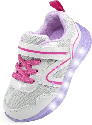 AMZZPIK Light Up Shoes for Boys Girls Toddler LED Flashing Sneakers Breathable Sport Walking Shoes for Kids