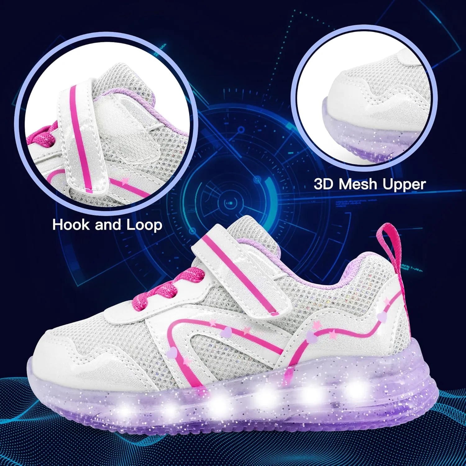 AMZZPIK Light Up Shoes for Boys Girls Toddler LED Flashing Sneakers Breathable Sport Walking Shoes for Kids
