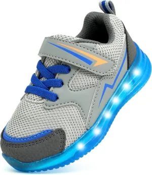 AMZZPIK Light Up Shoes for Boys Girls Toddler LED Flashing Sneakers Breathable Sport Walking Shoes for Kids