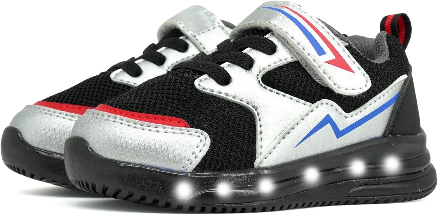 AMZZPIK Light Up Shoes for Boys Girls Toddler LED Flashing Sneakers Breathable Sport Walking Shoes for Kids