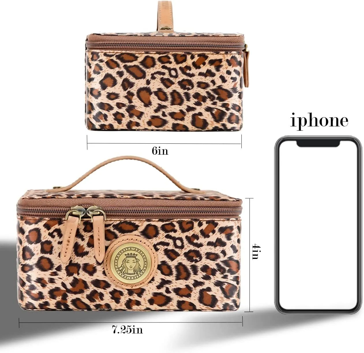 Angelina's Palace Gorde Medium Jewelry Case Women's Travel Organizer Bag Big Capacity Storage with Detachable Necklace Earring Ring Pouches Train Jewelry Case (Leopard)