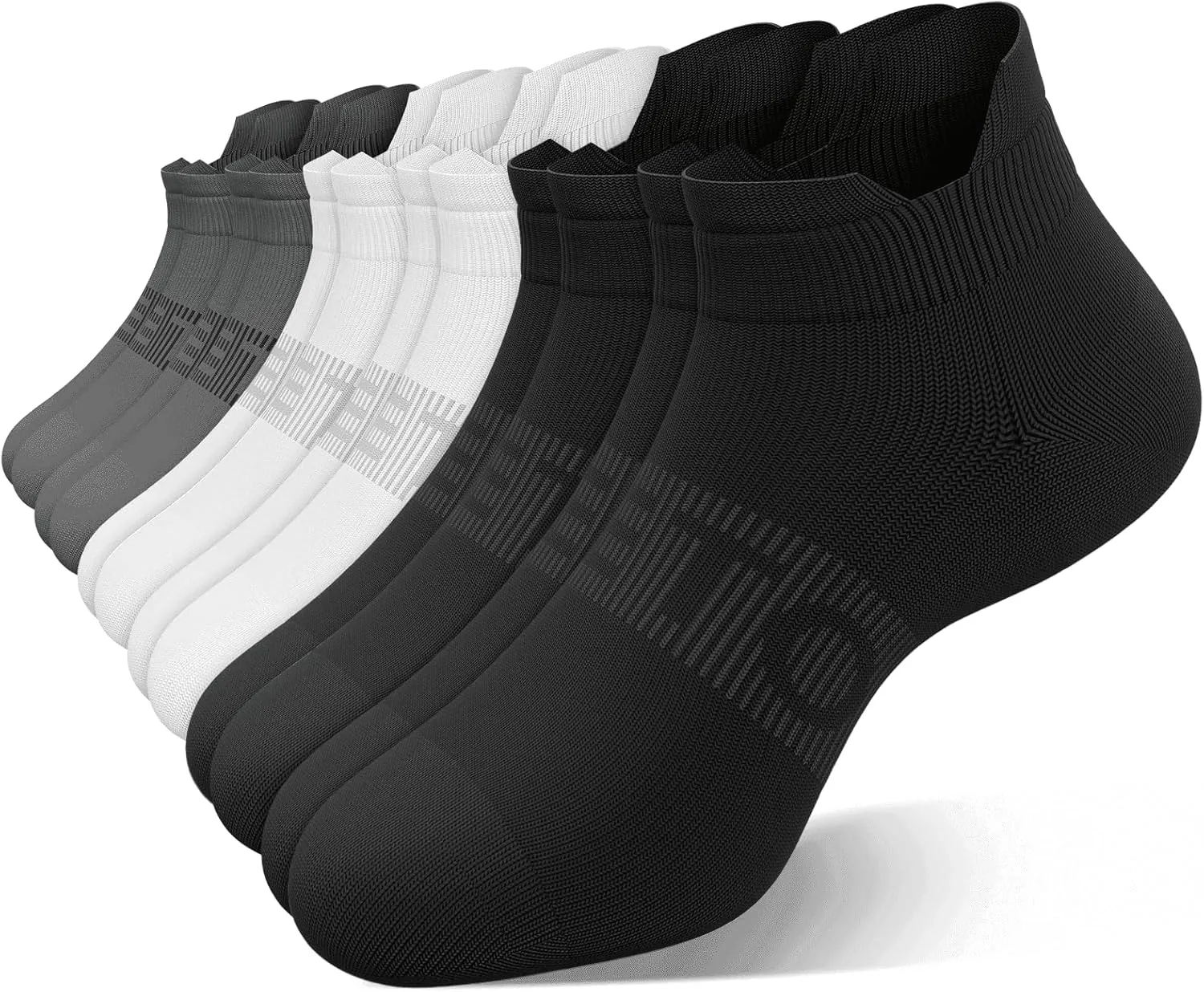 Ankle Compression Socks for Men and Women, 6 Pairs Low Cut Athletic Running Sock with Arch Support and Heel Tab