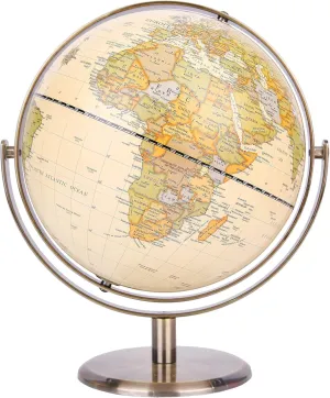 ANNOVA 8" / 20cm World Globe Antique Globe Metal Arc and Base Bronzed Color - All Direction 360° Rotating - Educational/Geographic/Modern Desktop Decoration - for School, Home, and Office (720°)