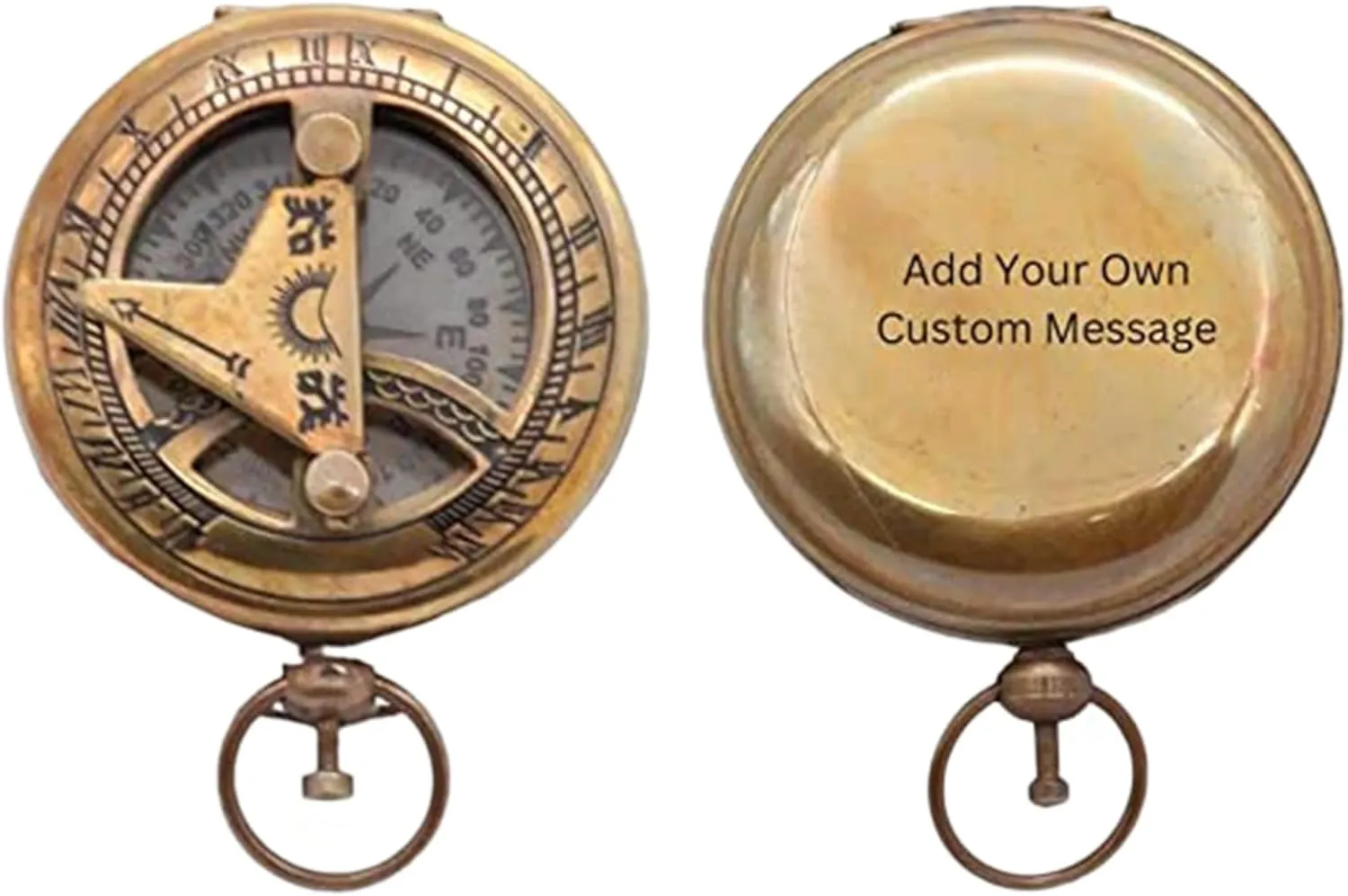 Antique Nautical Unique Golden Brass Compass with Leather Case Directional Maritime Navigational Pocket Compass Tool for Hiking Trekking Travelling & Camping by DOLLOND LONDONE1920
