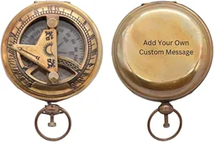 Antique Nautical Unique Golden Brass Compass with Leather Case Directional Maritime Navigational Pocket Compass Tool for Hiking Trekking Travelling & Camping by DOLLOND LONDONE1920