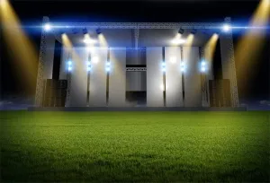 AOFOTO 7x5ft Stadium Backdrop Grassland Stage Lights Curtain Photography Background School Athletic Contests Award Party Term Begins School Opens Ceremony Studio Prop Video Drapes