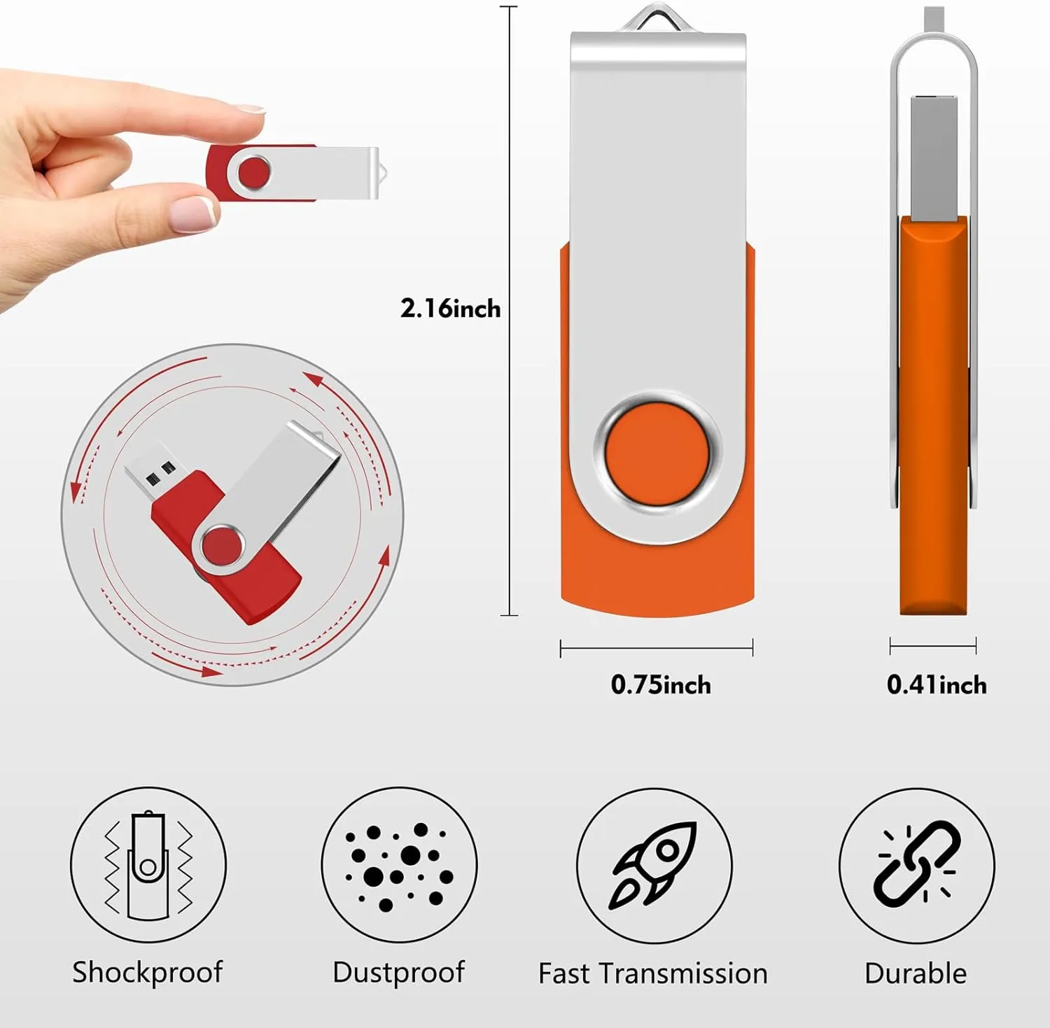 Aretop 16GB USB Flash Drive 10 Pack, Premium USB2.0 Swivel Flash Drive Bulk Pendrive Memory Stick Thumb Drive Bulk Jump Drive Pack Flash Drive 10 Pack(10PCS 16GB, Mix Colors)