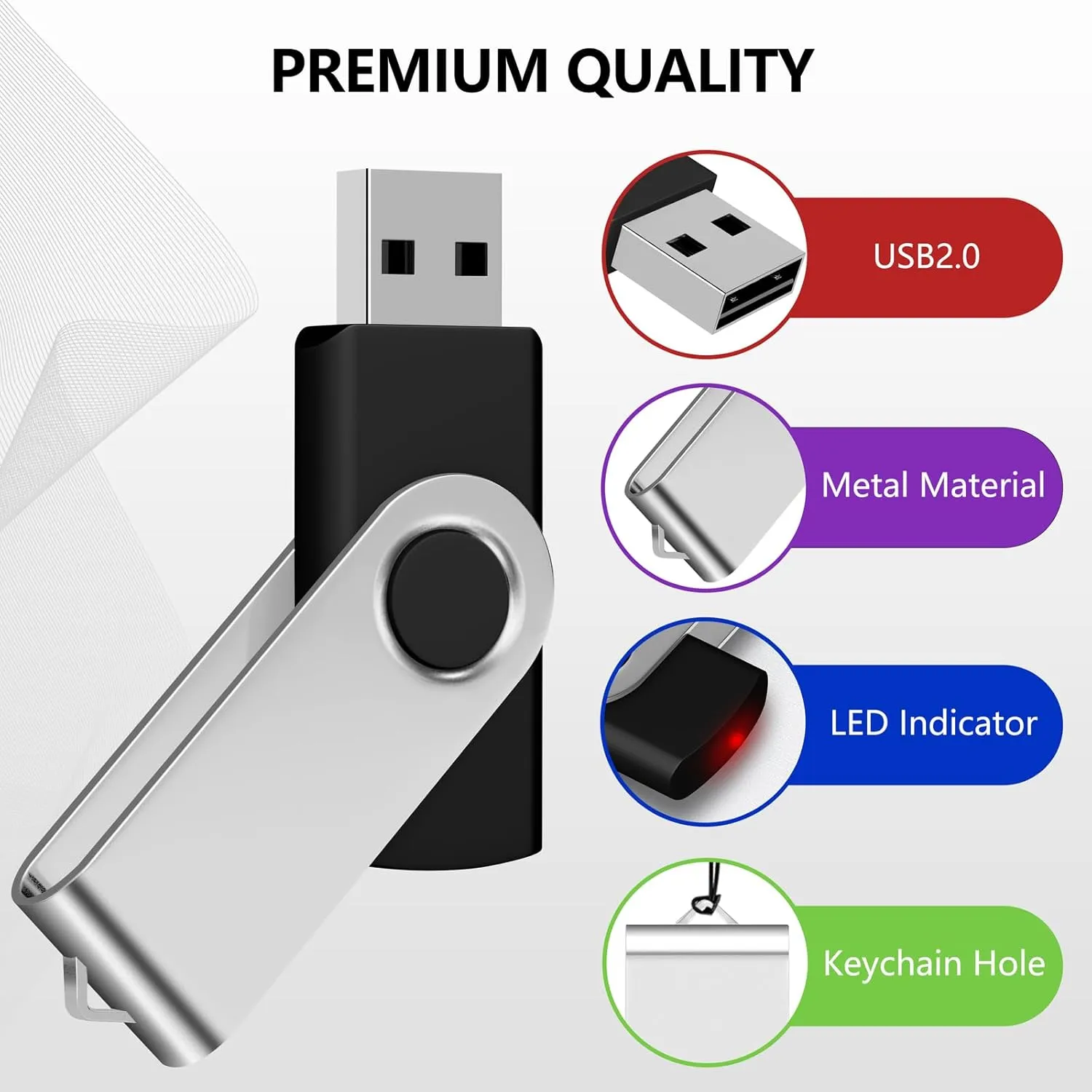 AreTop Bulk USB Flash Drive 1GB 20 Pack, USB2.0 Pendrive Jump Drive Memory Stick Swivel Bulk Thumb Drives USB Storage (20PCS 1GB, Multicolors)