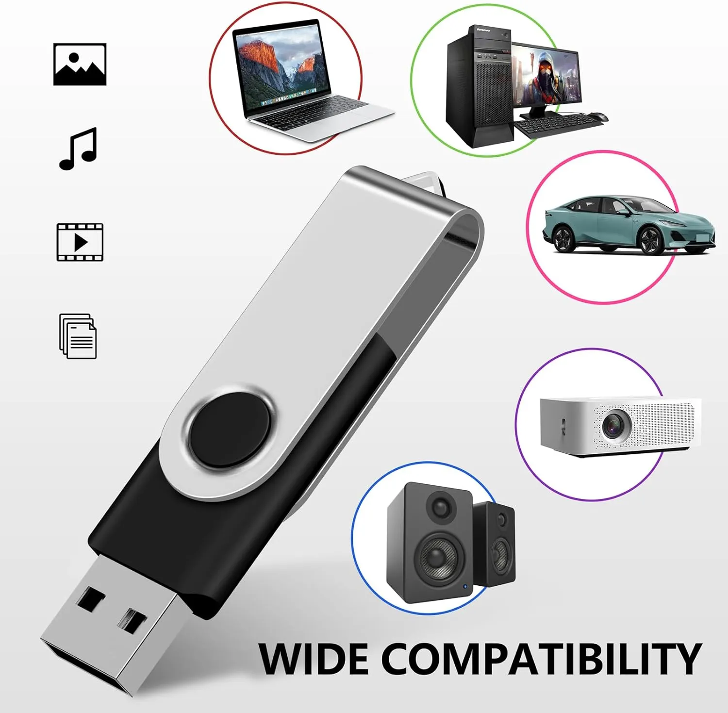 AreTop Bulk USB Flash Drive 1GB 20 Pack, USB2.0 Pendrive Jump Drive Memory Stick Swivel Bulk Thumb Drives USB Storage (20PCS 1GB, Multicolors)