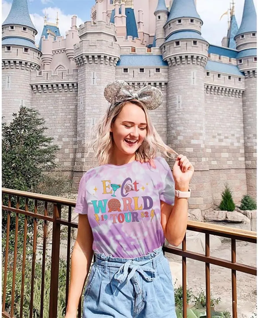 Around The World Shirt Women Magic Tour 1982 Graphic Tee Funny Traveler Vacation Short Sleeve Top
