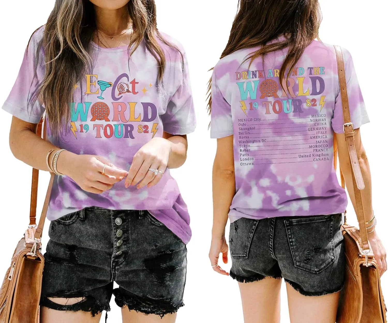 Around The World Shirt Women Magic Tour 1982 Graphic Tee Funny Traveler Vacation Short Sleeve Top