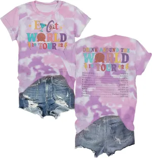 Around The World Shirt Women Magic Tour 1982 Graphic Tee Funny Traveler Vacation Short Sleeve Top