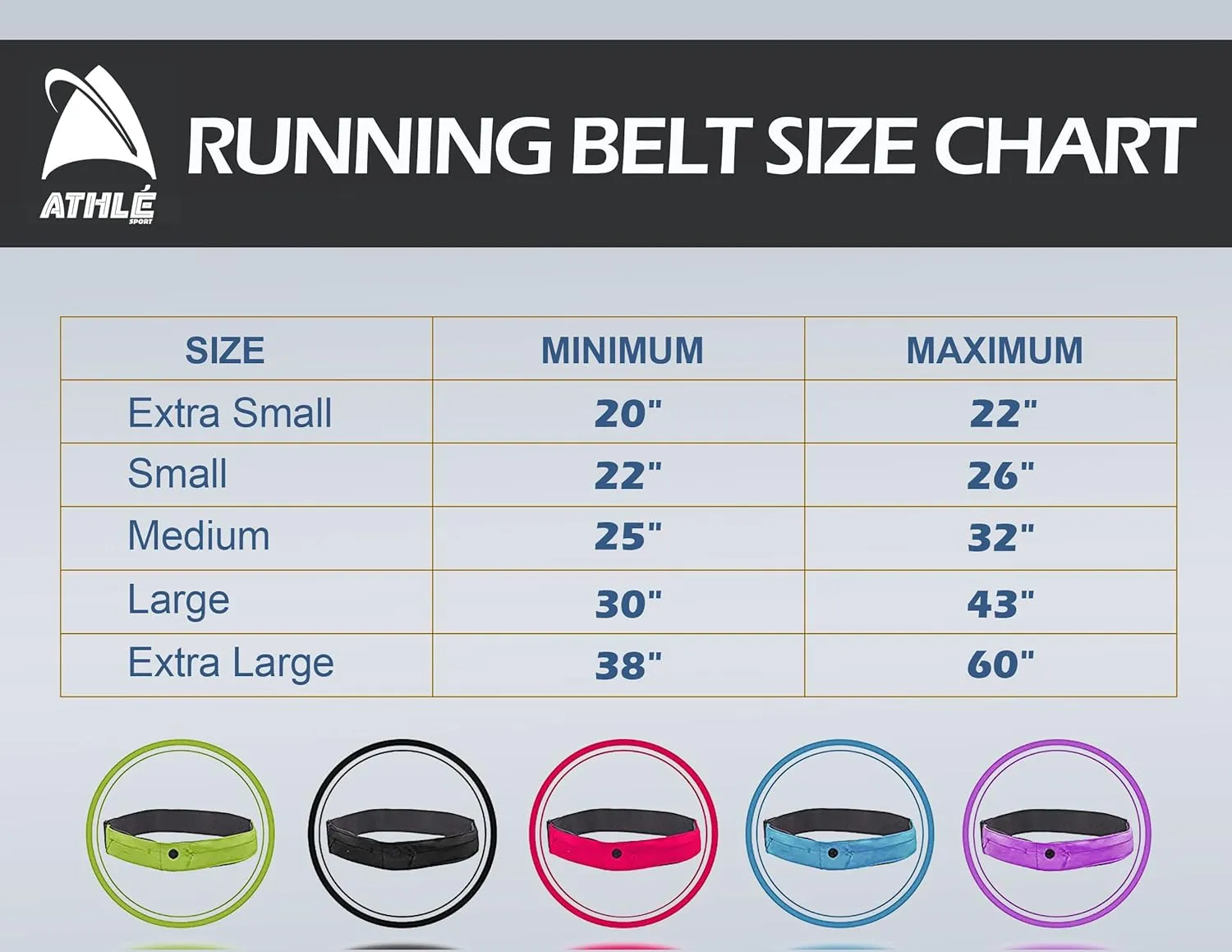 Athlé Running Belt for Exercise and Travel - Two Stretch Pockets Fit Most Phones, Wallet, Cards and More - Key Clip, Earphone Jack, Adjustable Waist Strap