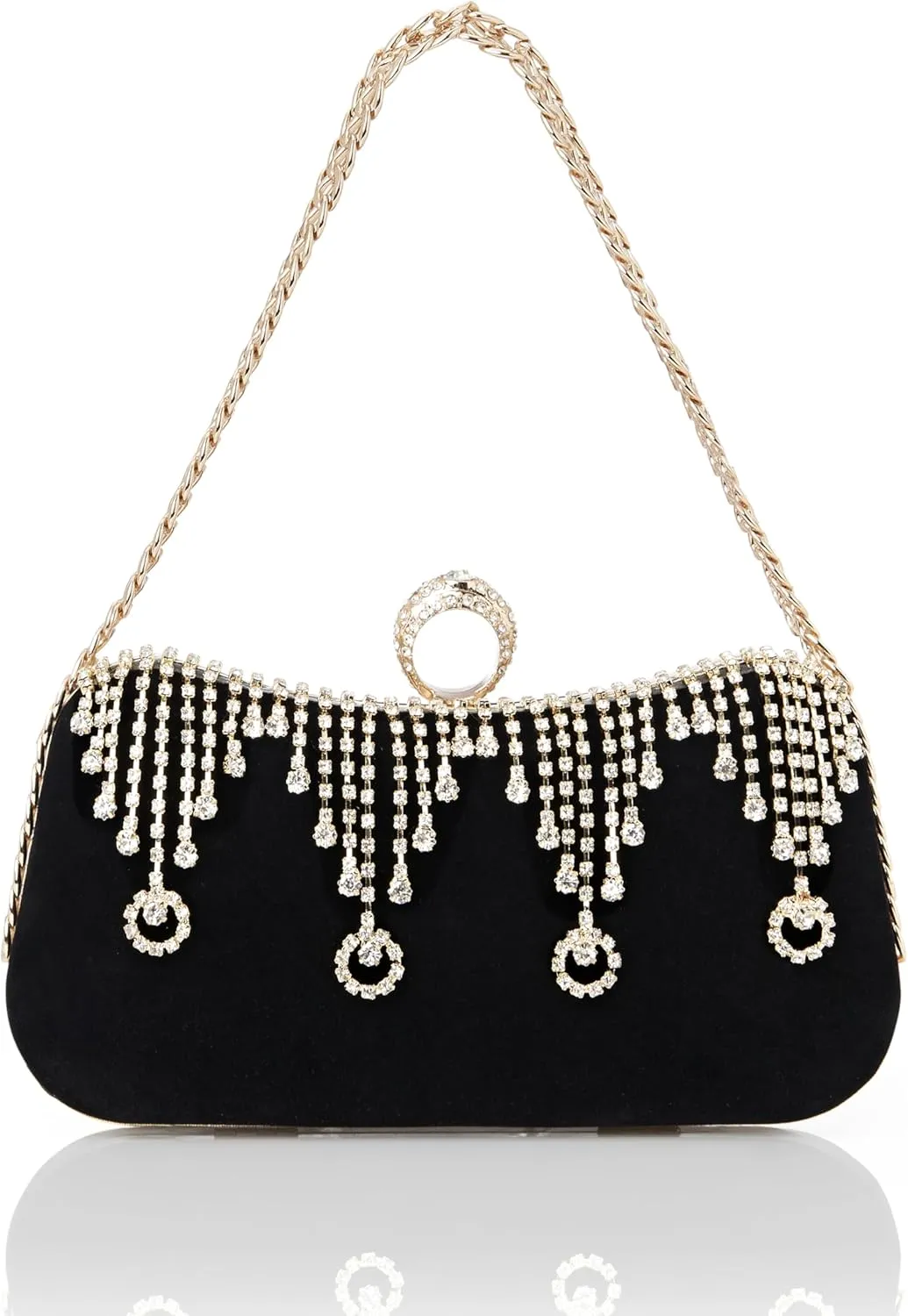 BABEYOND Clutch Purses for Women - Velvet Evening Bag Rhinestone Pendant Clutch for Bride Party Prom Wedding