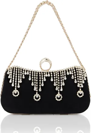 BABEYOND Clutch Purses for Women - Velvet Evening Bag Rhinestone Pendant Clutch for Bride Party Prom Wedding