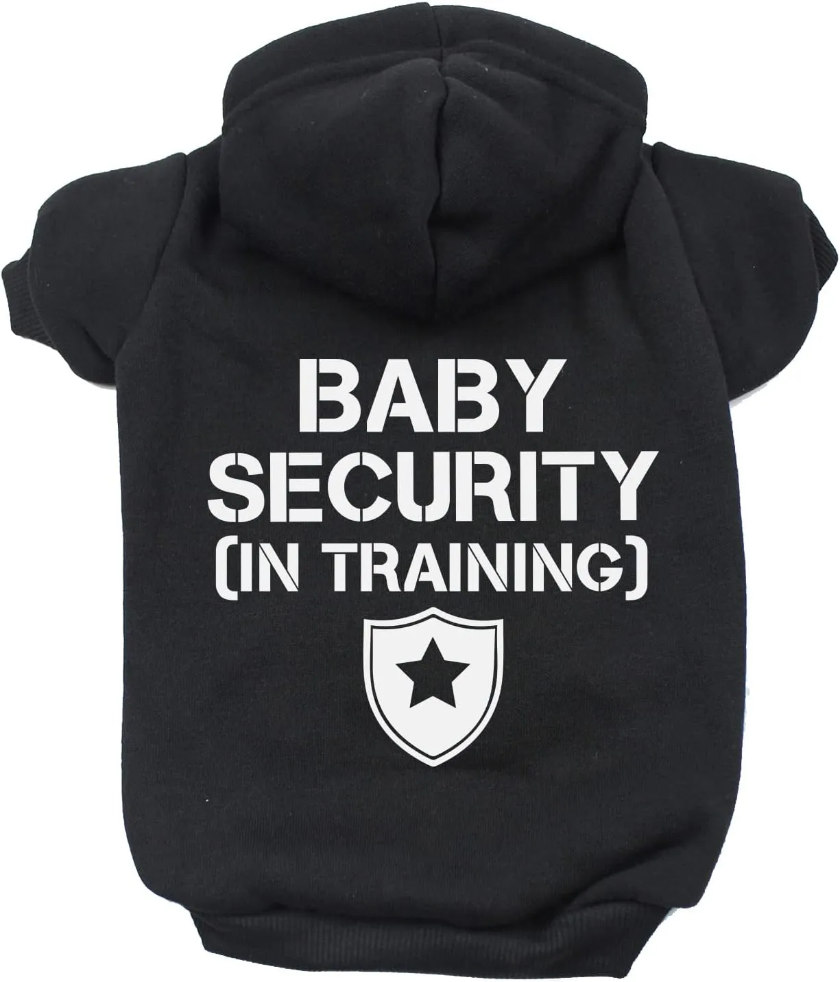 Baby Security in Training Pullover Fleece Lined Dog Hoodie with Leash Hole Sweatshirt (Black)