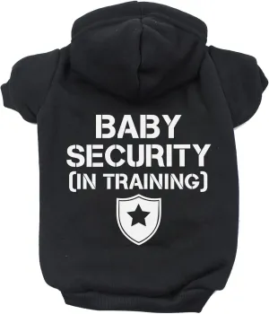 Baby Security in Training Pullover Fleece Lined Dog Hoodie with Leash Hole Sweatshirt (Black)