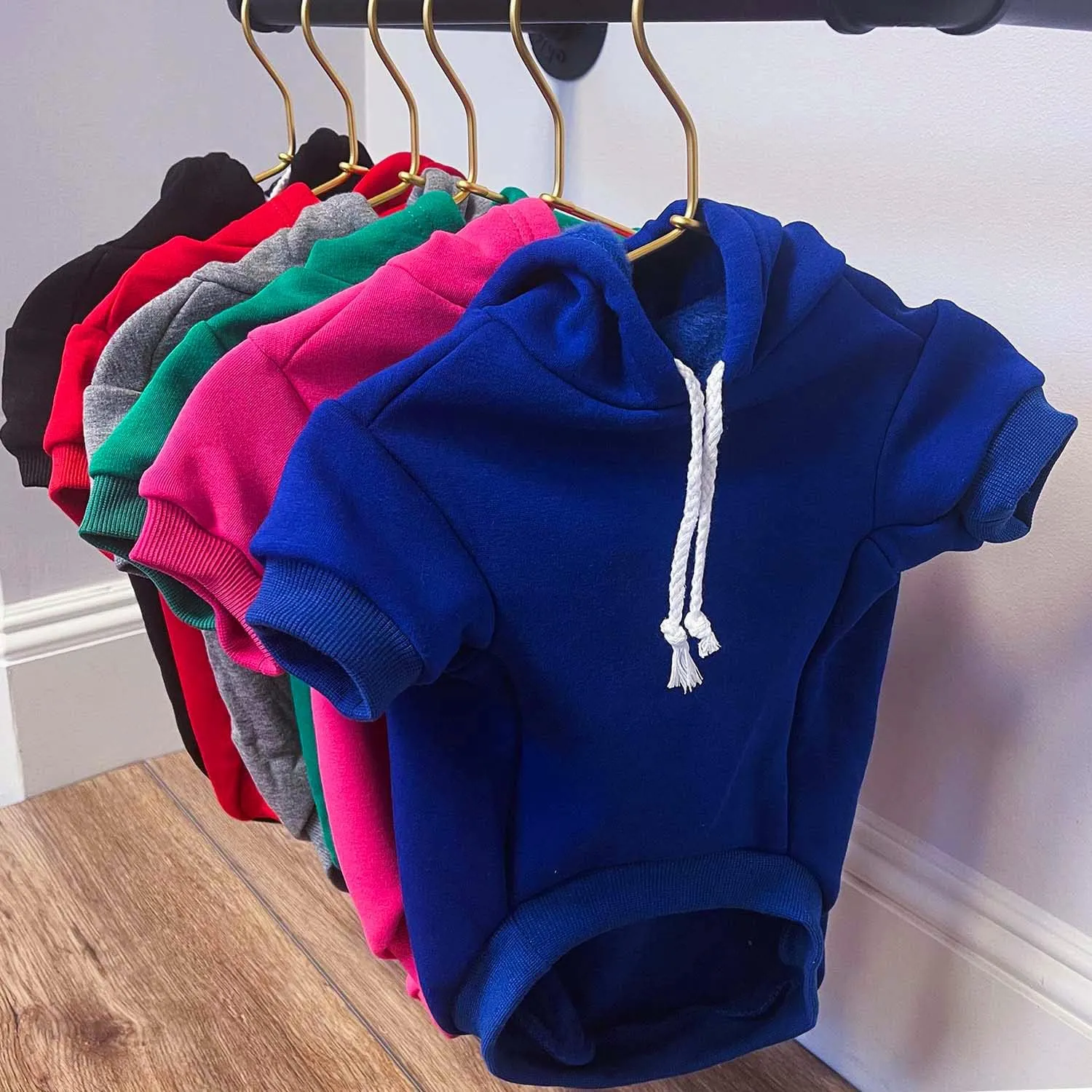 Baby Security in Training Pullover Fleece Lined Dog Hoodie with Leash Hole Sweatshirt (Royal)