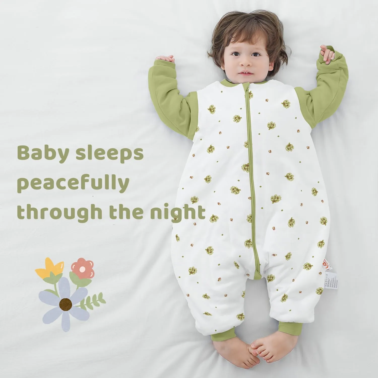 Baby Sleeping Bag Baby Sleep Sack Split Leg with Removable Sleeves, Baby Cotton Sleeping Bag, Winter Toddler Sleeping Bag