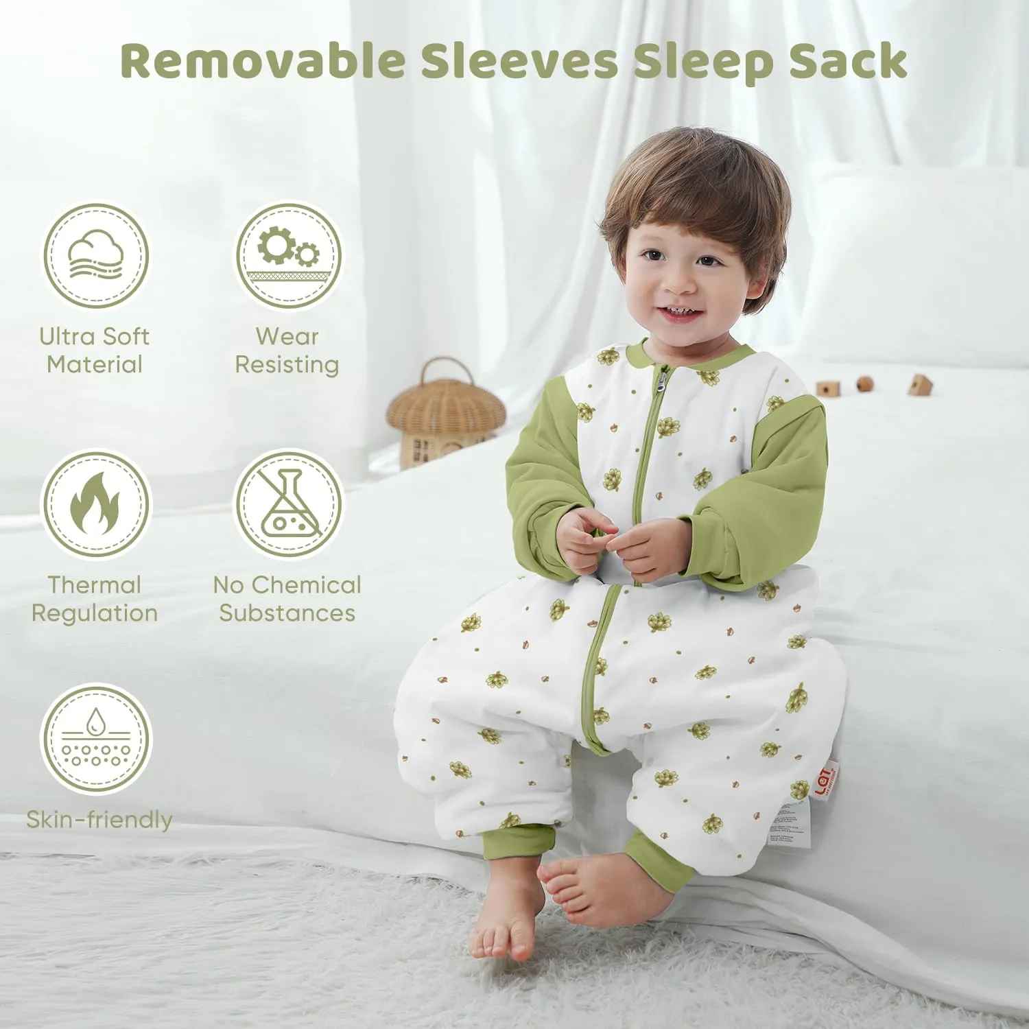 Baby Sleeping Bag Baby Sleep Sack Split Leg with Removable Sleeves, Baby Cotton Sleeping Bag, Winter Toddler Sleeping Bag