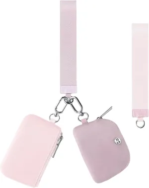 Babysun Mini Zip Around Dual Pouch Wristlet With 2 Straps Wristlet Keychain Wallet for Women Coin Purse Small Cute for Teen Girl